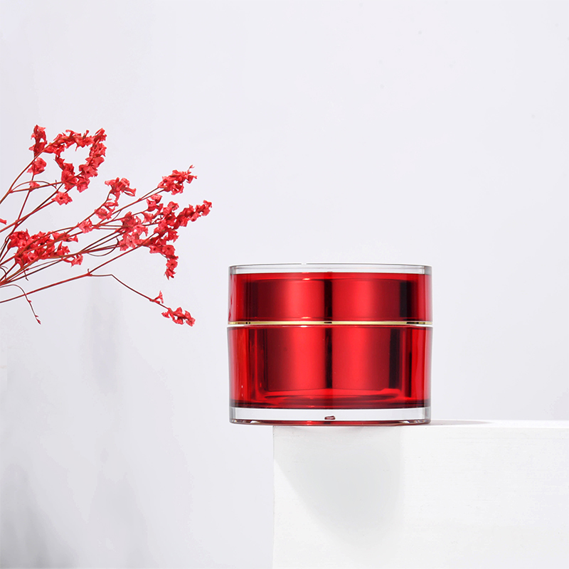 Wholesale High quality Round 100G Empty Cosmetic Cream Jars red Acrylic Cream Facial Plastic Jar for Cosmetic Packaging