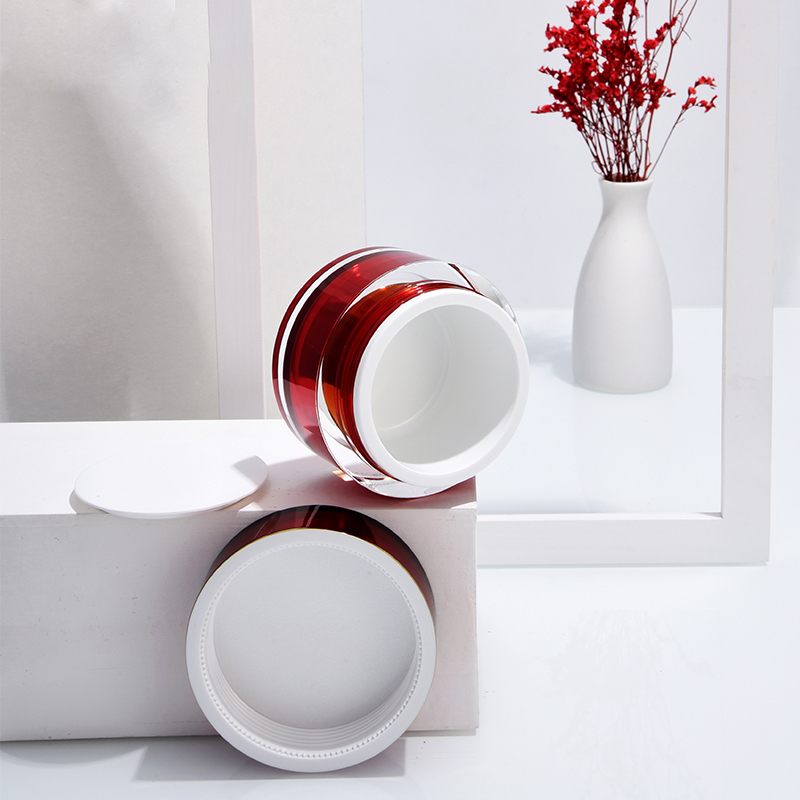 Wholesale High quality Round 100G Empty Cosmetic Cream Jars red Acrylic Cream Facial Plastic Jar for Cosmetic Packaging