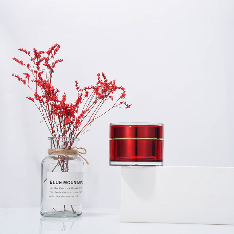 Wholesale High quality Round 100G Empty Cosmetic Cream Jars red Acrylic Cream Facial Plastic Jar for Cosmetic Packaging