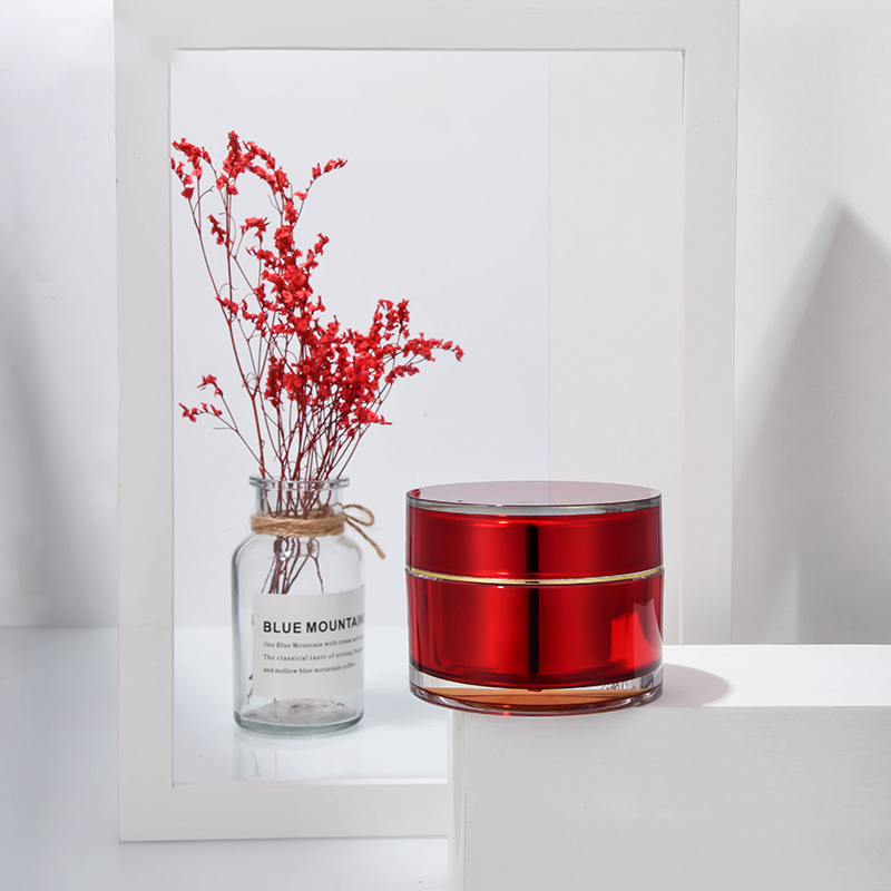 Wholesale High quality Round 100G Empty Cosmetic Cream Jars red Acrylic Cream Facial Plastic Jar for Cosmetic Packaging