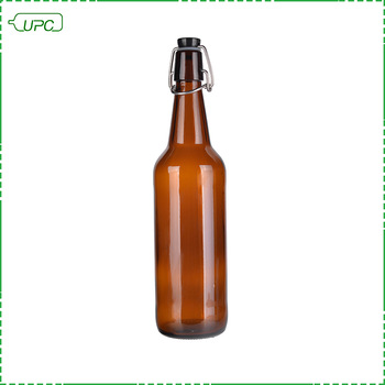 Wholesale Home Brewing Amber Kombucha Beer Glass Bottles with Airtight Easy Wire Swing Top Caps