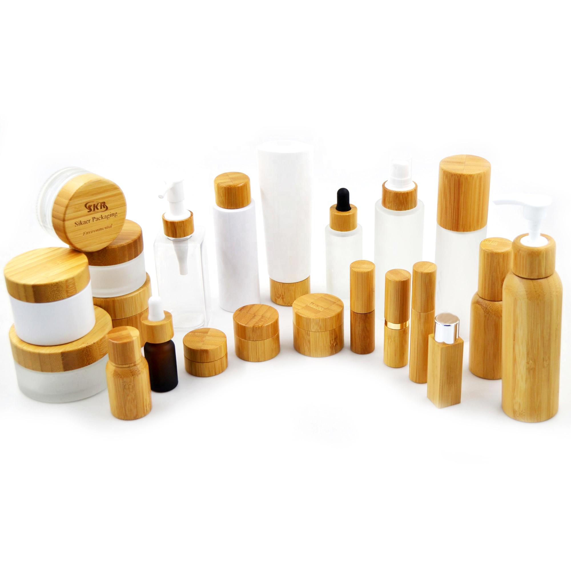 Wholesale Hot 5ml 10ml 15ml 20ml 30ml 50ml 100ml Bamboo Cap Essential Oil Amber Glass Dropper Bottle