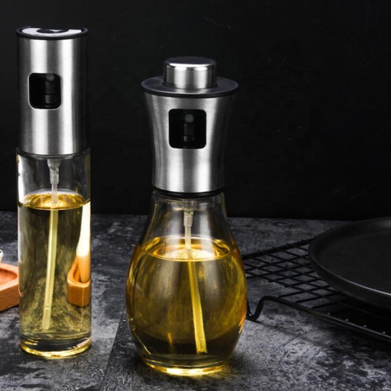 Wholesale Hot sale 200ml 100ml luxury oil glass bottle unique with pump spray lid