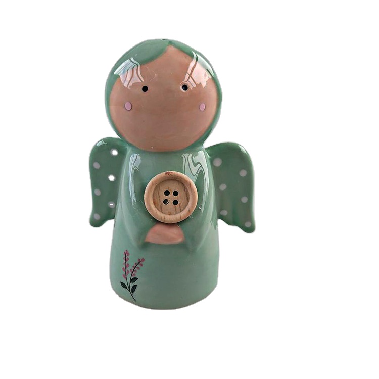 Wholesale Hot sale Ceramic salt jar  pepper jar with cartoon angel design for kitchen accessories
