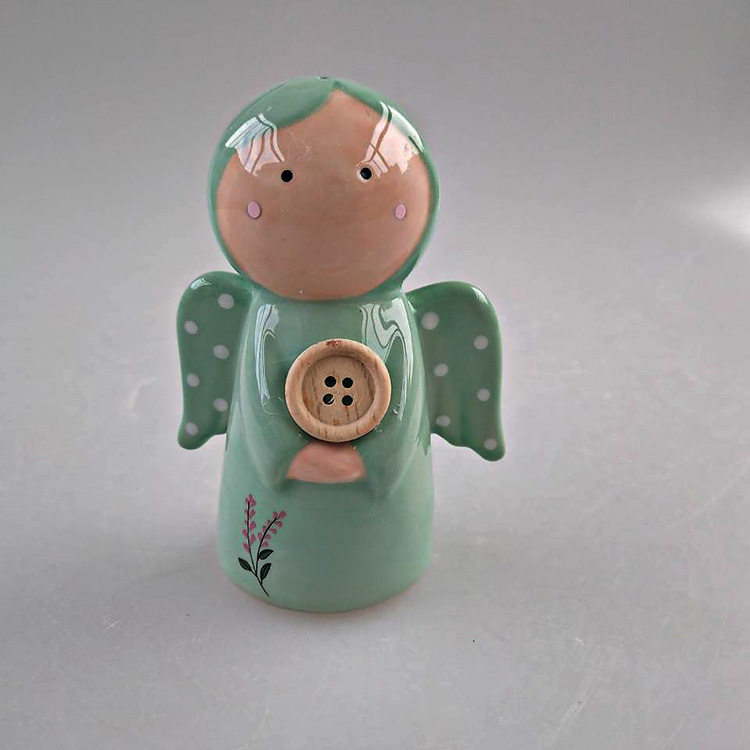 Wholesale Hot sale Ceramic salt jar pepper jar with cartoon angel design for kitchen accessories