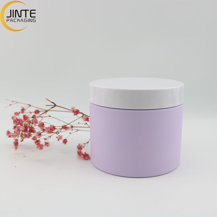Wholesale Jinte packaging Luxury Eco-friendly 8oz 250ml Plastic Purple Jar with white lids for hair mask