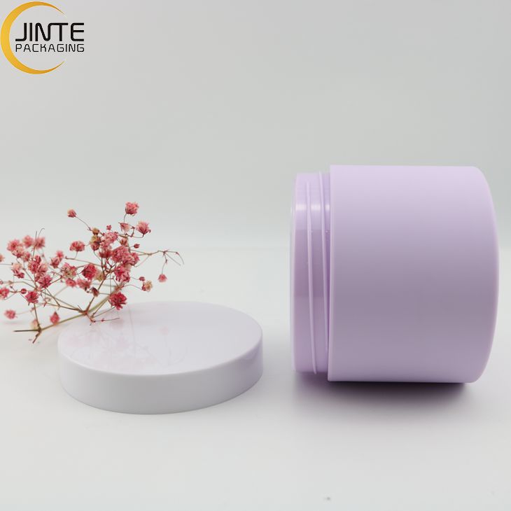 Wholesale Jinte packaging Luxury Eco-friendly 8oz 250ml Plastic Purple Jar with white lids for hair mask