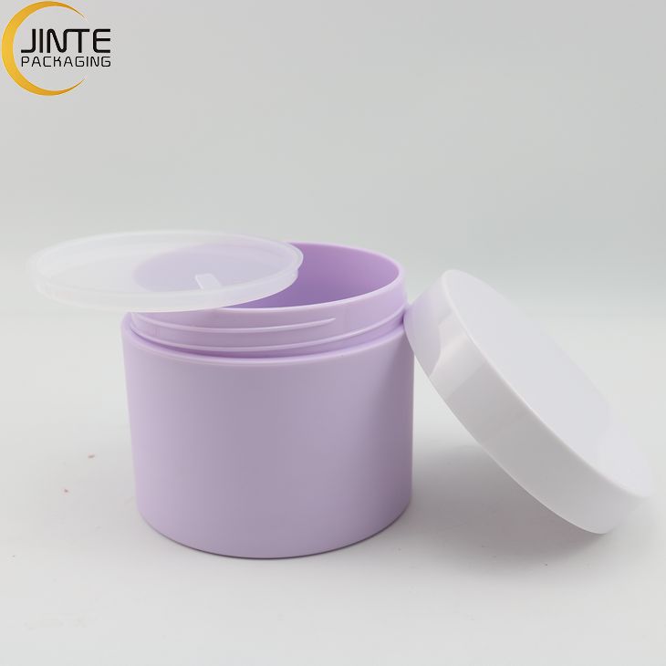 Wholesale Jinte packaging Luxury Eco-friendly 8oz 250ml Plastic Purple Jar with white lids for hair mask