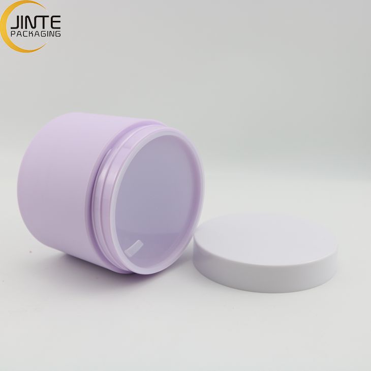 Wholesale Jinte packaging Luxury Eco-friendly 8oz 250ml Plastic Purple Jar with white lids for hair mask