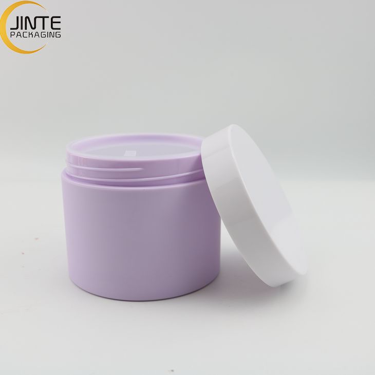 Wholesale Jinte packaging Luxury Eco-friendly 8oz 250ml Plastic Purple Jar with white lids for hair mask
