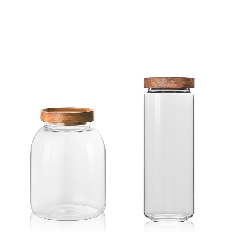 Wholesale Jumbo Size High-grade Transparent Wooden Lids Glass Storage Jar in Xuzhou