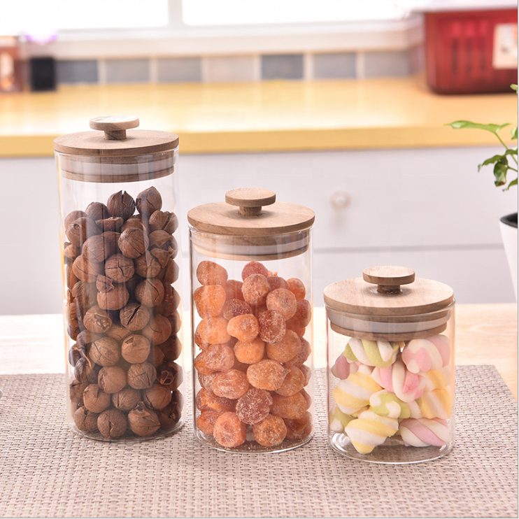 Wholesale Kitchen Accessories Household Glass Jars Containers Frasco De Vidrio Glass Storage Jars with  Lids
