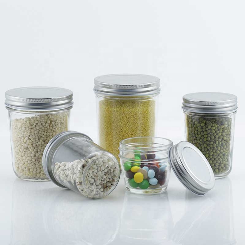 Wholesale Kitchen Glass Jars Transparent Glass Bottle With Sliver Lid Glass Storage Jar For Kitchen