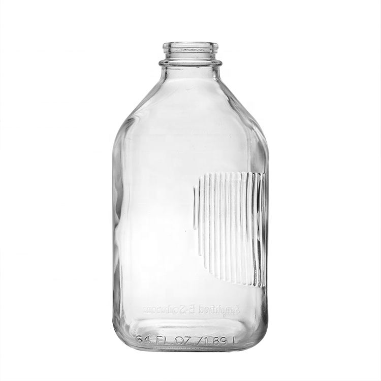 Wholesale Large 64 oz 2 Liters Milk Tea Bottle Milk Glass Bottle with Plastic Screw Cap
