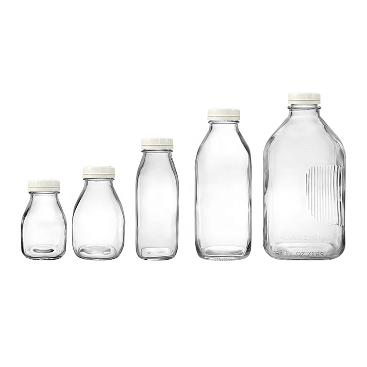 Wholesale Large 64 oz 2 Liters Milk Tea Bottle Milk Glass Bottle with Plastic Screw Cap