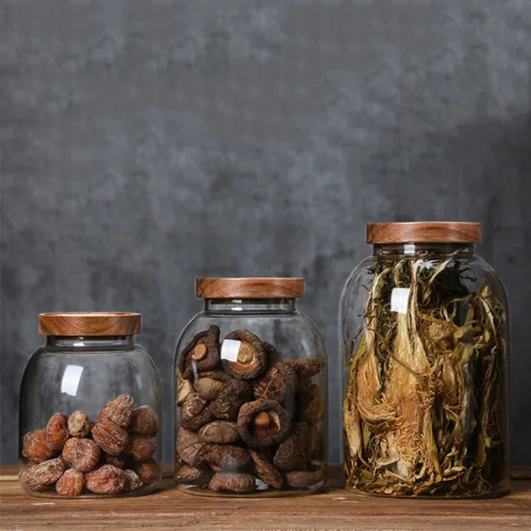 Wholesale Large Capacity Kitchen Cereal Bulk 40oz 1300ml 2000ml 2800ml Big Honey Glass Jar with Wooden Lid