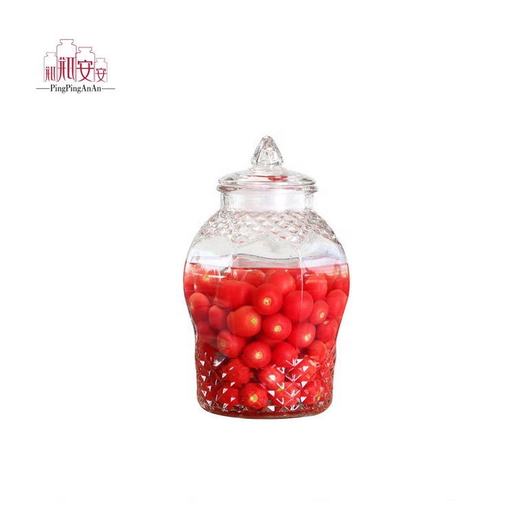 Wholesale Large Diamond Wine Glass Bottle Storage Glass Jar With Tap