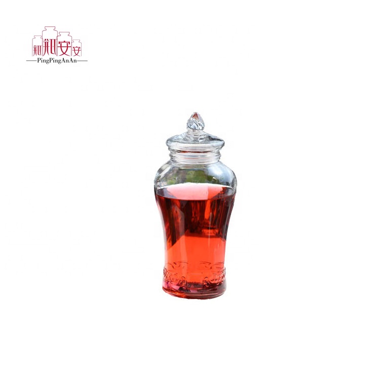 Wholesale Large Embossing Ginseng Fruit Wine Glass Bottle Seal Glass Storage Jars With Tap