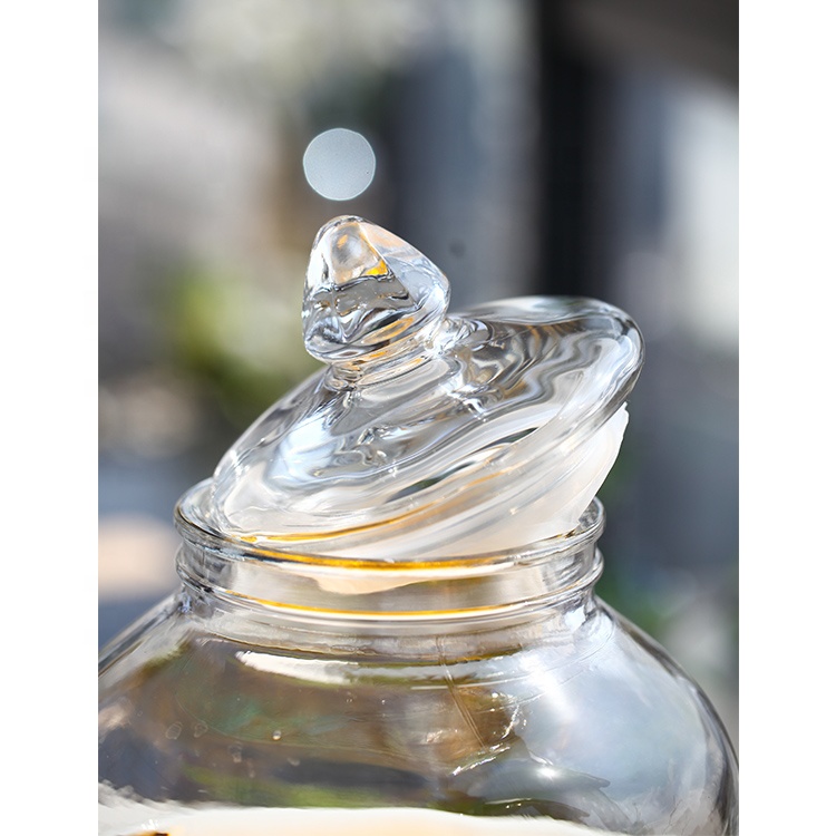 Wholesale Large Embossing Ginseng Fruit Wine Glass Bottle Seal Glass Storage Jars With Tap