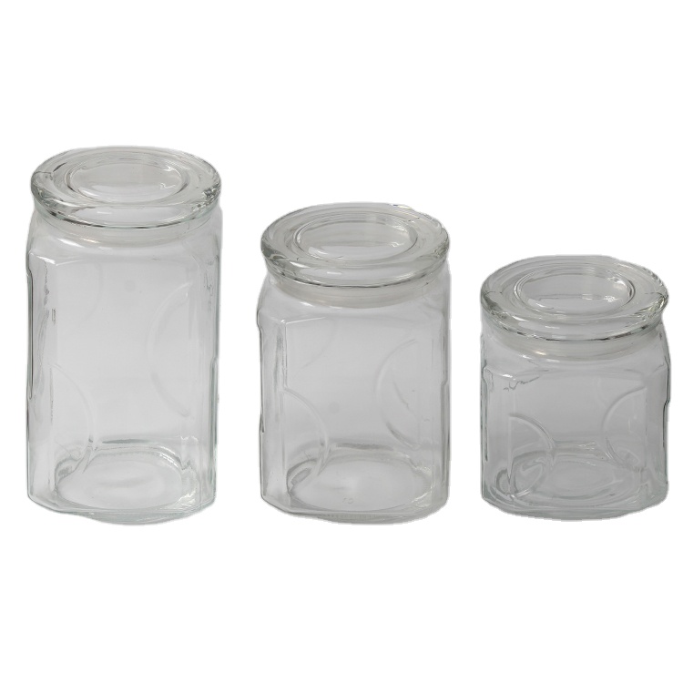 Wholesale Large Size Square Air Tight Glass Food Storage Jar with Round Lid Canned Food Star Shaped Transparent CN;JIA GJ-017 NJ