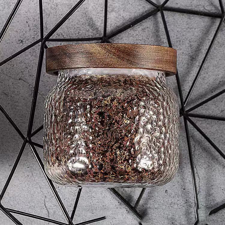 Wholesale Lead-Free Glass Sealed Jar With Wooden Lid Storage Jar