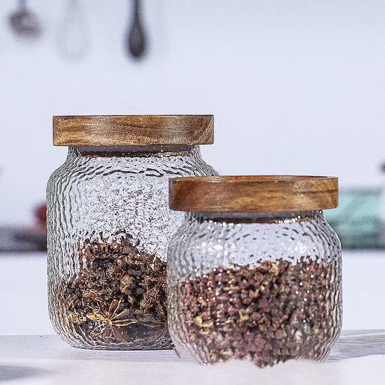 Wholesale Lead-Free Glass Sealed Jar With Wooden Lid Storage Jar