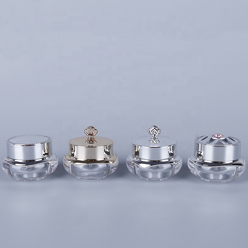 Wholesale Luxury 10g Acrylic Cream Jar with Crown Shaped Lid for Cosmetics Sample