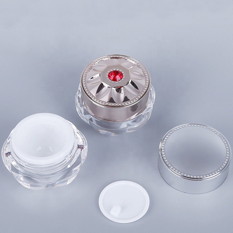 Wholesale Luxury 10g Acrylic Cream Jar with Crown Shaped Lid for Cosmetics Sample