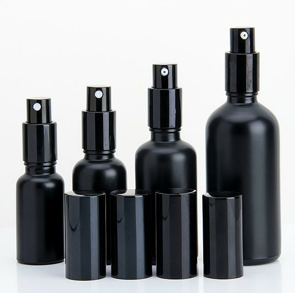 Wholesale Luxury 5ml 10ml 15ml 20ml 30ml 50ml 100ml Matte Black Cosmetic Glass Spray Bottle with Pump Sprayer