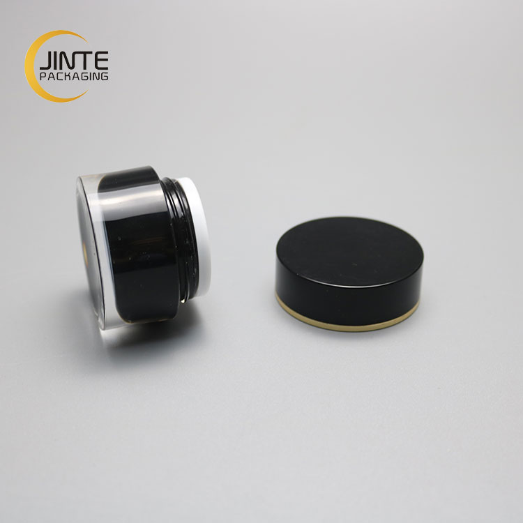 Wholesale Luxury Black Empty Double Wall Cosmetic Acrylic 5ml Cream Jar inner PP For UV Gel Nails