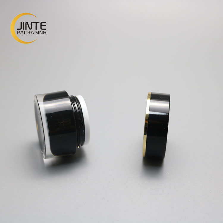 Wholesale Luxury Black Empty Double Wall Cosmetic Acrylic 5ml Cream Jar inner PP For UV Gel Nails
