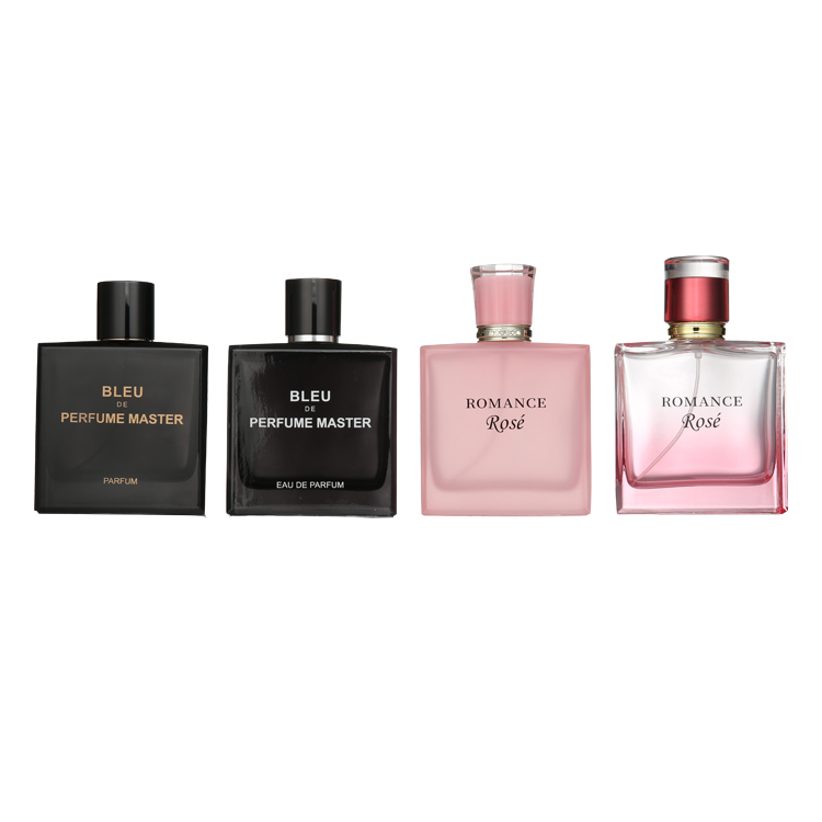 Wholesale Luxury Black Square 100ml Transparent Empty Glass Perfume Spray Bottle