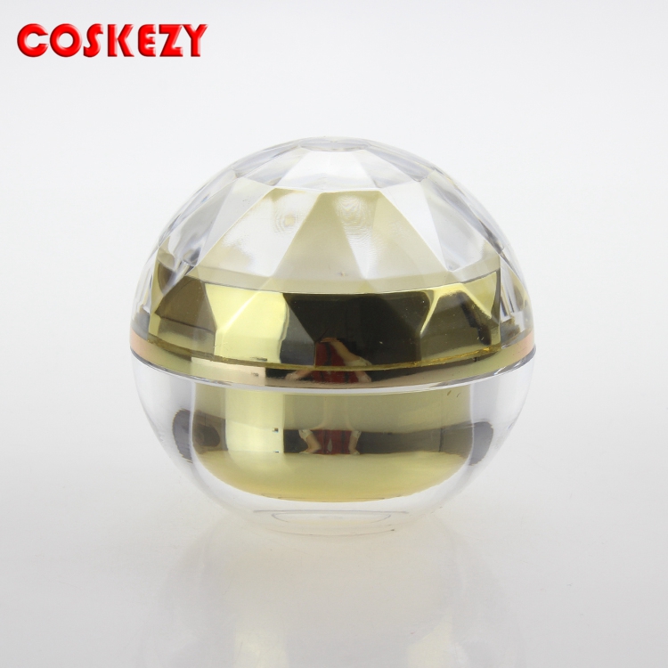 Wholesale Luxury Clear and Gold Double Wall Acrylic Jar, Thick 50g Round Plastic Cosmetic Empty Cream Jar