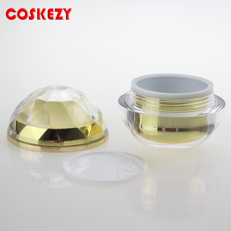 Wholesale Luxury Clear and Gold Double Wall Acrylic Jar, Thick 50g Round Plastic Cosmetic Empty Cream Jar