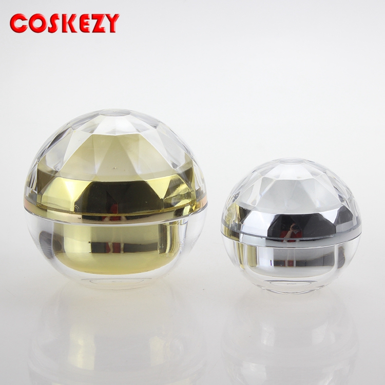 Wholesale Luxury Clear and Gold Double Wall Acrylic Jar, Thick 50g Round Plastic Cosmetic Empty Cream Jar