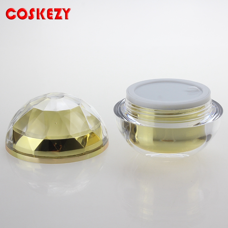 Wholesale Luxury Clear and Gold Double Wall Acrylic Jar, Thick 50g Round Plastic Cosmetic Empty Cream Jar