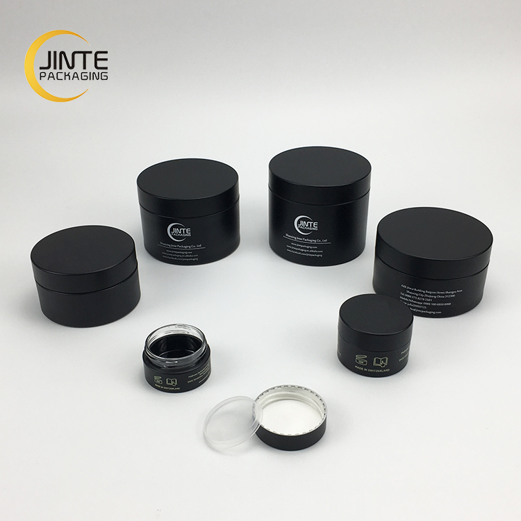Wholesale Luxury Containers 4oz 100ml Matte Black Round PETG Thick walled Cosmetic Plastic Jar For Cream And Powder