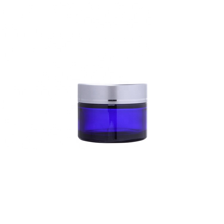 Wholesale Luxury Custom 15ml 30ml 50ml Blue Round Eye Skin Face Glass Cream Jar Cosmetic Jars with Iinner