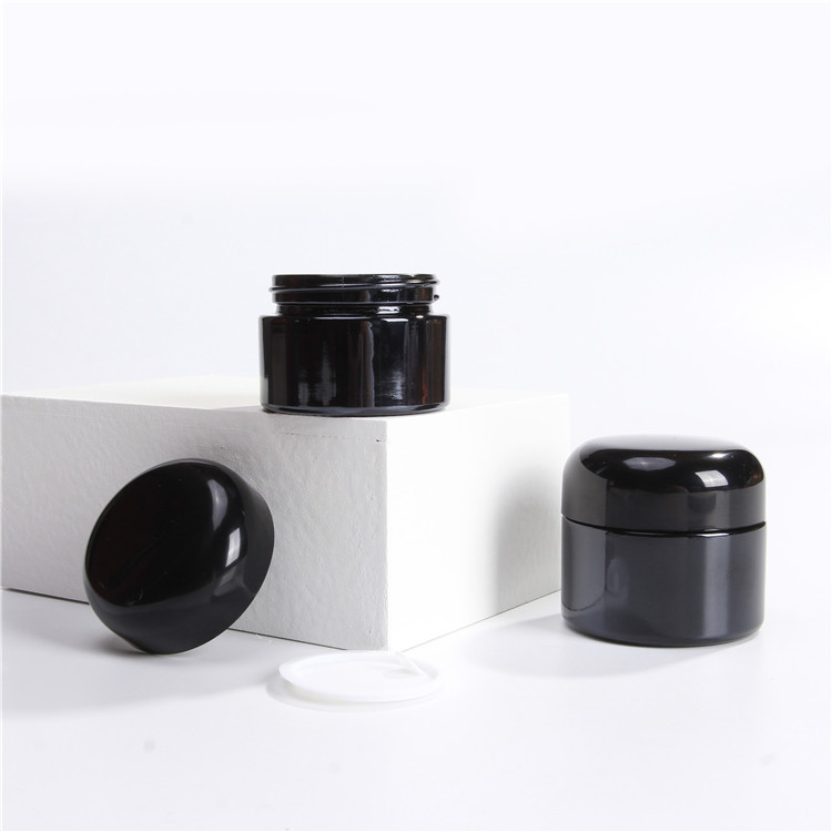 Wholesale Luxury Custom 15ml 30ml 50ml Matte Black Round Eye Skin Face Glass Cream Jar Cosmetic Jars