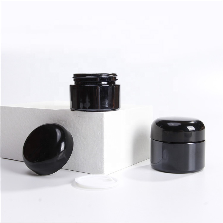Wholesale Luxury Custom 15ml 30ml 50ml Matte Black Round Eye Skin Face Glass Cream Jar Cosmetic Jars
