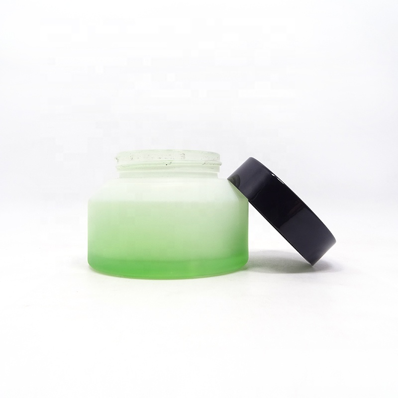 Wholesale Luxury Custom Frosted Green Cosmetic Cream Glass Jar and Bottle 15g 30g 2oz 60g