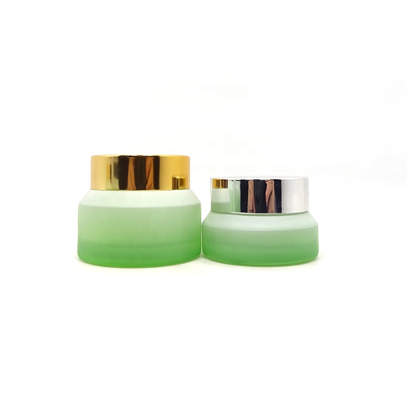 Wholesale Luxury Custom Frosted Green Cosmetic Cream Glass Jar and Bottle 15g 30g 2oz 60g