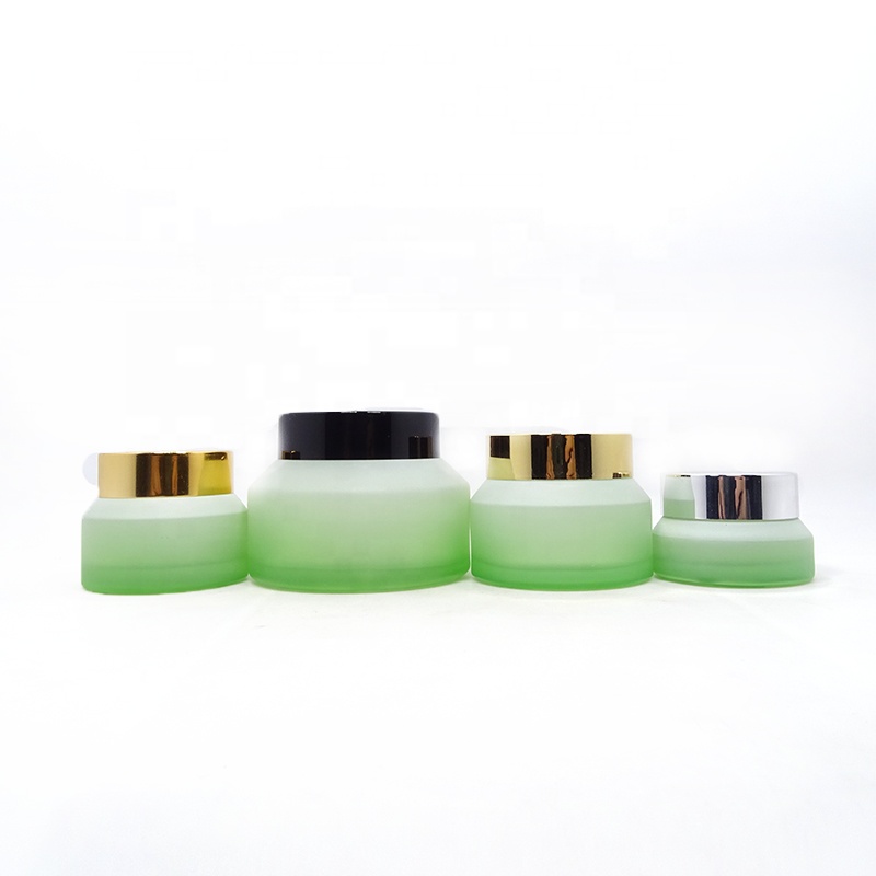 Wholesale Luxury Custom Frosted Green Cosmetic Cream Glass Jar and Bottle 15g 30g 2oz 60g