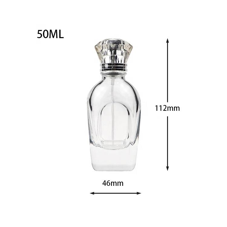 Wholesale Luxury Diamond Shape Glass Fragrance Spray Bottle Perfume Bottles 50ml