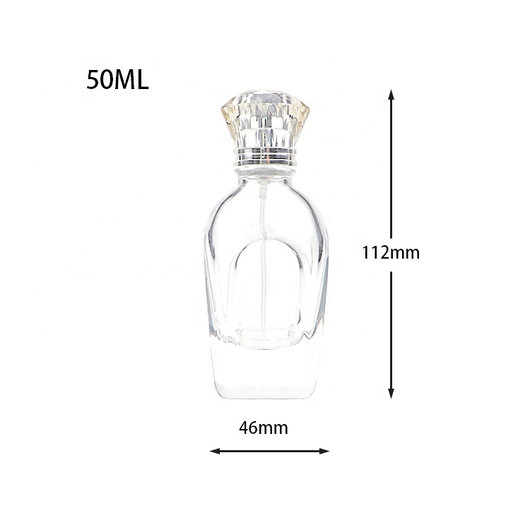 Wholesale Luxury Diamond Shape Perfume Glass Bottle 50ml With Fine Mist Spray