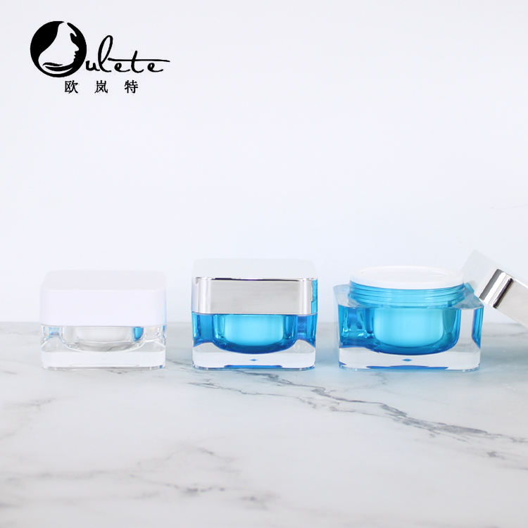 Wholesale Luxury Double Walled Square Shape Cosmetic Cream Jars Acrylic