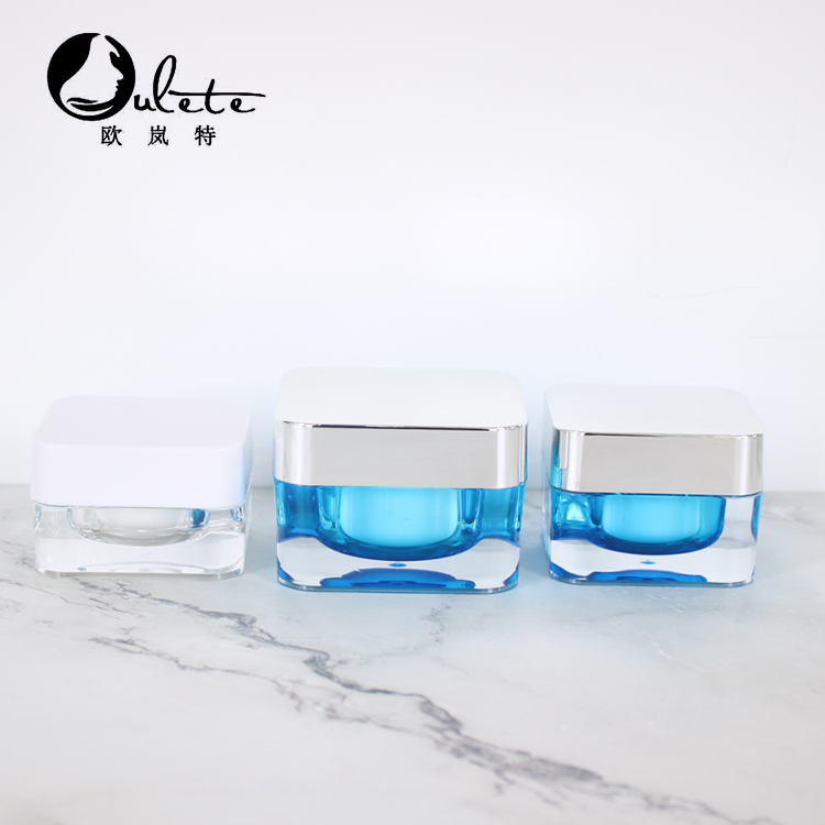 Wholesale Luxury Double Walled Square Shape Cosmetic Cream Jars Acrylic