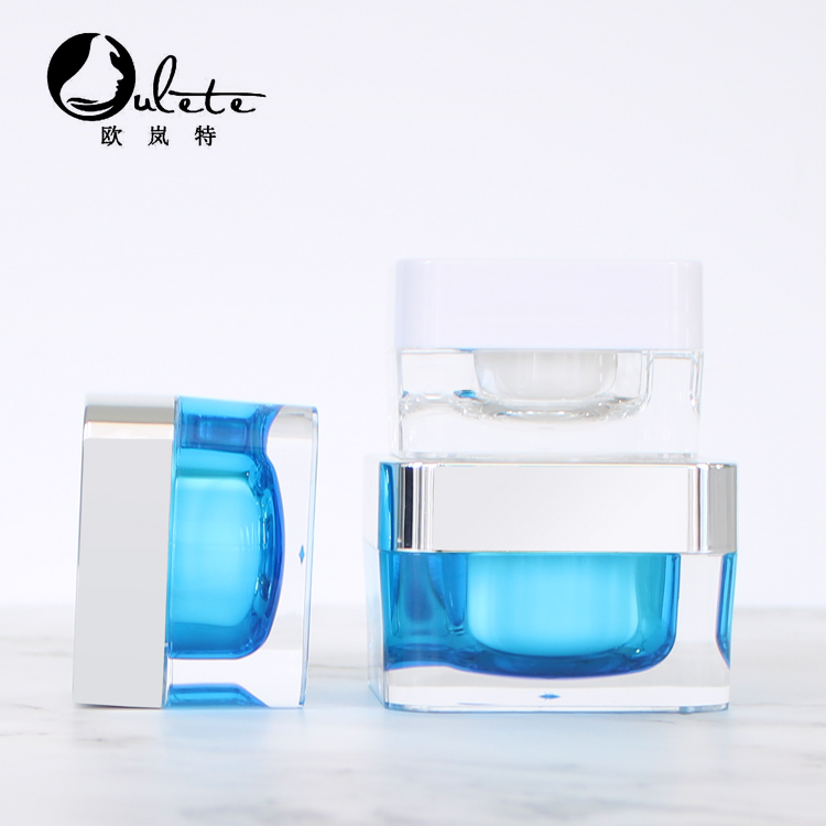 Wholesale Luxury Double Walled Square Shape Cosmetic Cream Jars Acrylic