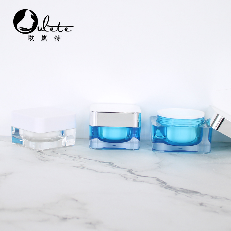 Wholesale Luxury Double Walled Square Shape Cosmetic Cream Jars Acrylic