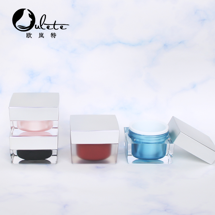 Wholesale Luxury Double Walled Square Shape Cosmetic Cream Jars Acrylic